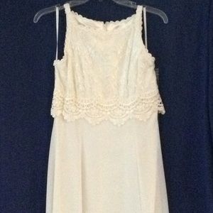 White evening gown, wedding dress.